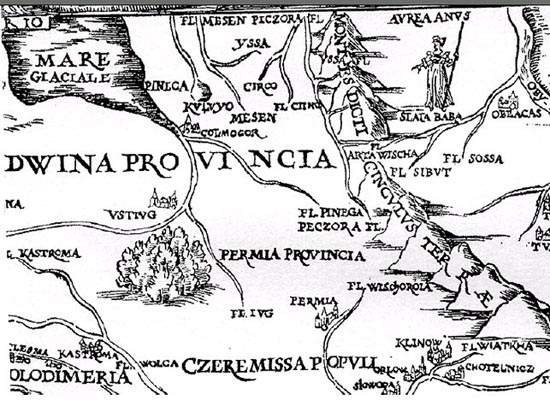 Золотая Баба на карте Герберштейна, 1549